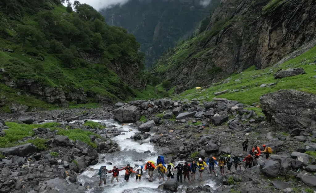 River Crossing with Unity, Hampta pass trek, Mountaineering