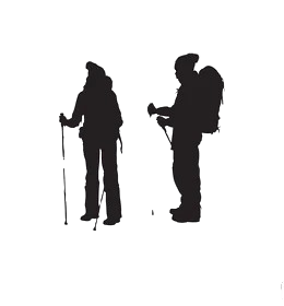 Two hikers walking side-by-side